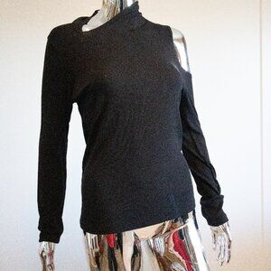 Black longsleeve top with exposed shoulder Size L from LNA